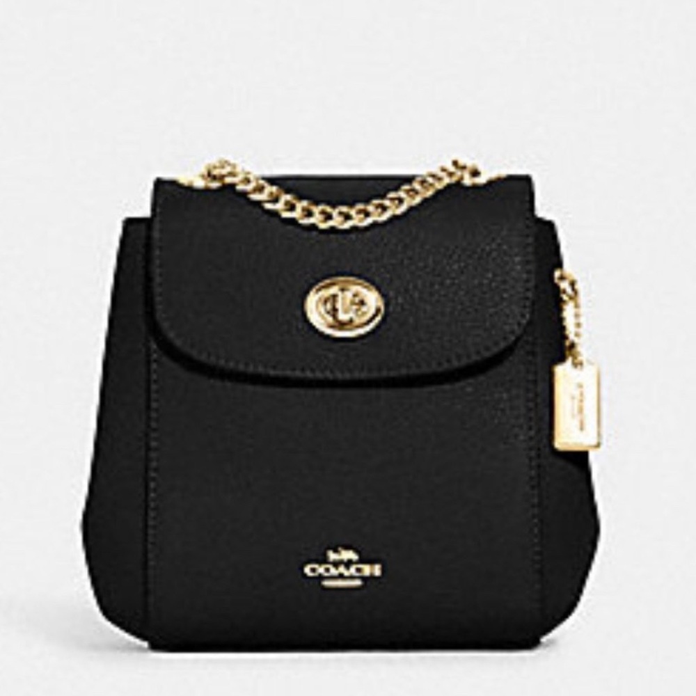 Nwt Coach Black Pebble Leather Convertible Mini Backpack Crossbody